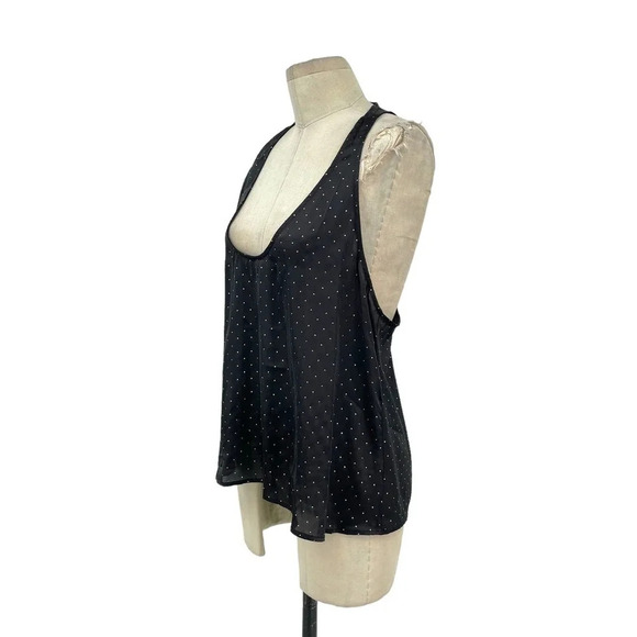Free People Intimately Black Satin Gold Stud Polka Dot Tank Top Size Large - Picture 4 of 8